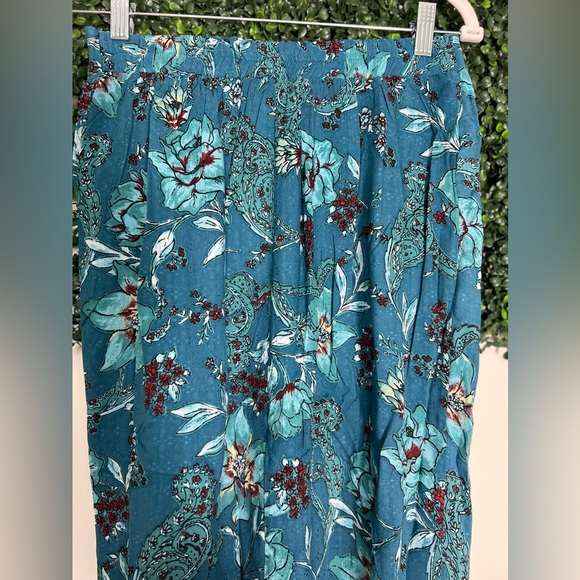 NWT Band Of the Free CELENE TEAL FLORAL LAYERED MIDI SKIRT Size Medium - Picture 8 of 13